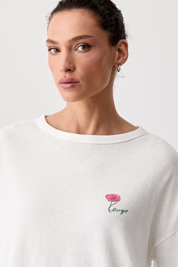 Kenzo longsleeve damski bawełniany beżowy FG62TL3594SK