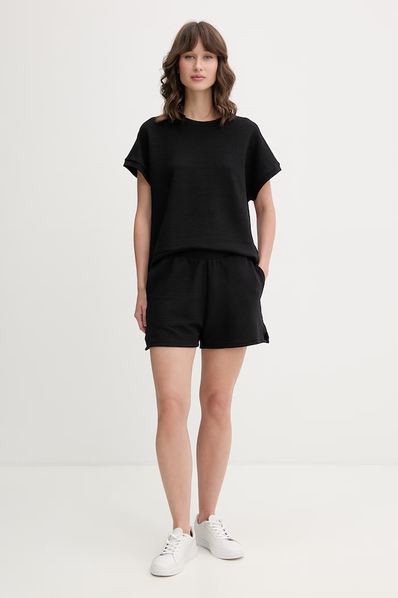 BOSS футболка lounge женская с лиоцеллом BB TEXTURE_Top 50566104 чёрный AW26