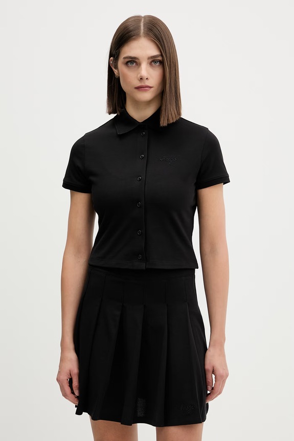 HUGO Blue polo majica za žene od pamuka s elastanom Darbican_B crna 50564388