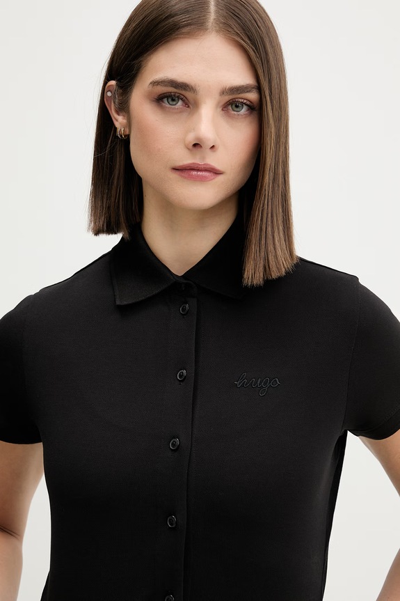 HUGO Blue polo majica za žene od pamuka s elastanom Darbican_B crna 50564388
