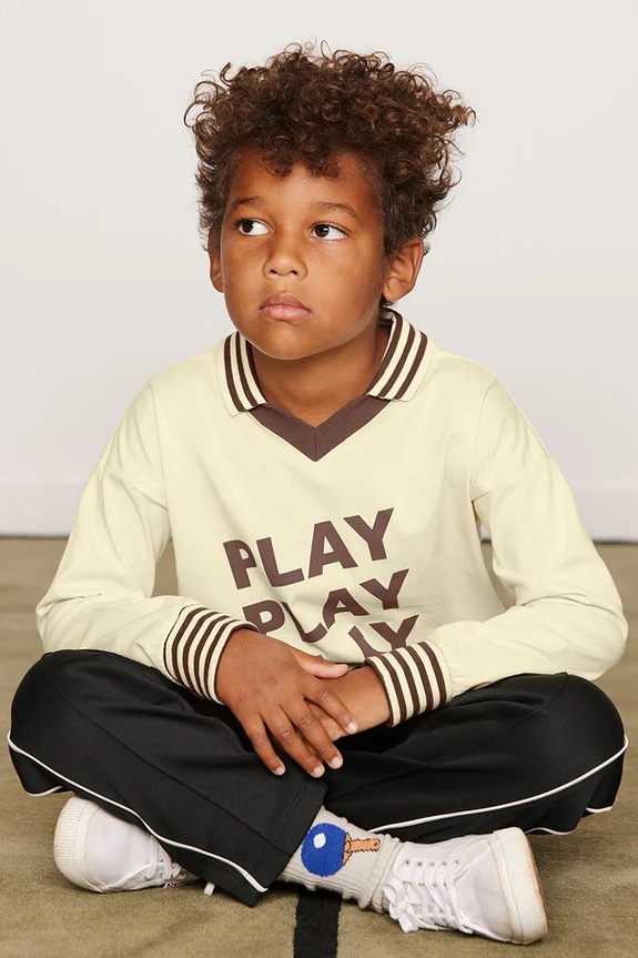 Mini Rodini longsleeve dziecięcy bawełniany PLAY 26620146 beżowy
