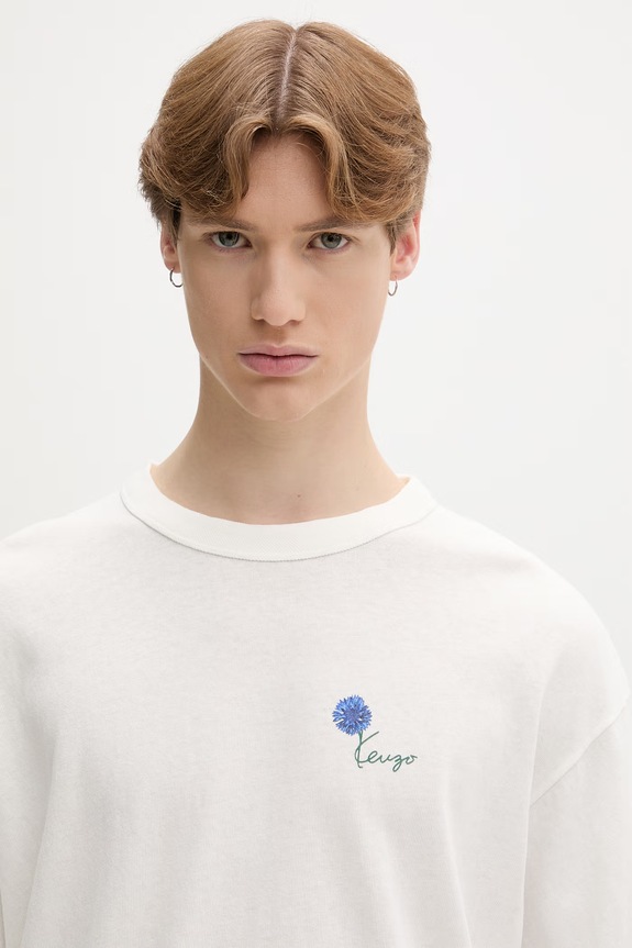 Kenzo tričko s dlouhým rukávem pánské bavlněné béžová FG65TL3634SK
