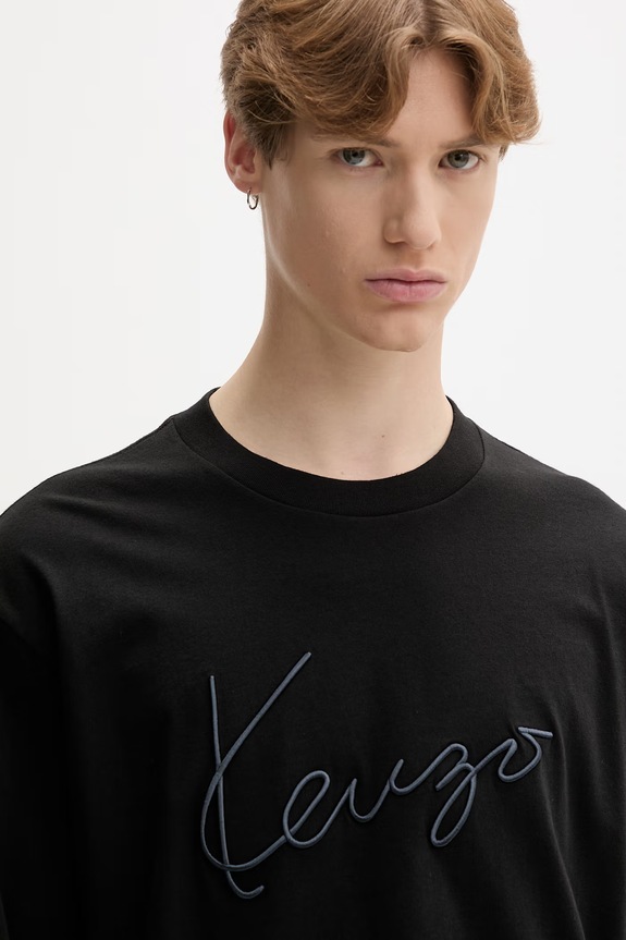 Kenzo longsleeve męski bawełniany czarny FG65TL3614SG