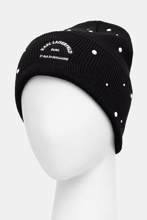 Karl Lagerfeld kapa za žene s dodatkom vune K/RSG B3W33040 crna AW26