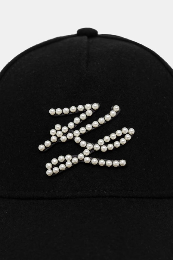 Karl Lagerfeld kapa sa šiltom za žene s dodatkom vune K/AUTOGRAPH B3W33005 crna AW26