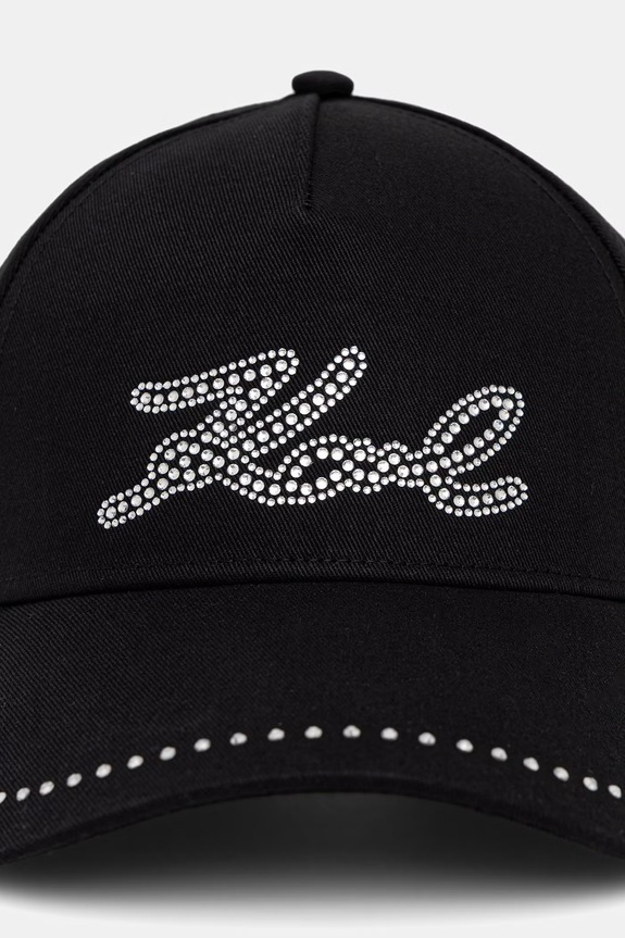 Karl Lagerfeld kapa sa šiltom za žene pamučna K/SIGNATURE B3W33008 crna AW26