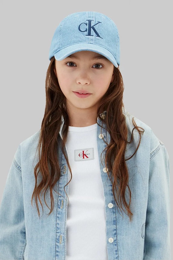 Calvin Klein Jeans kšiltovka dětská džínová modrá IU0IU00738.9BY2