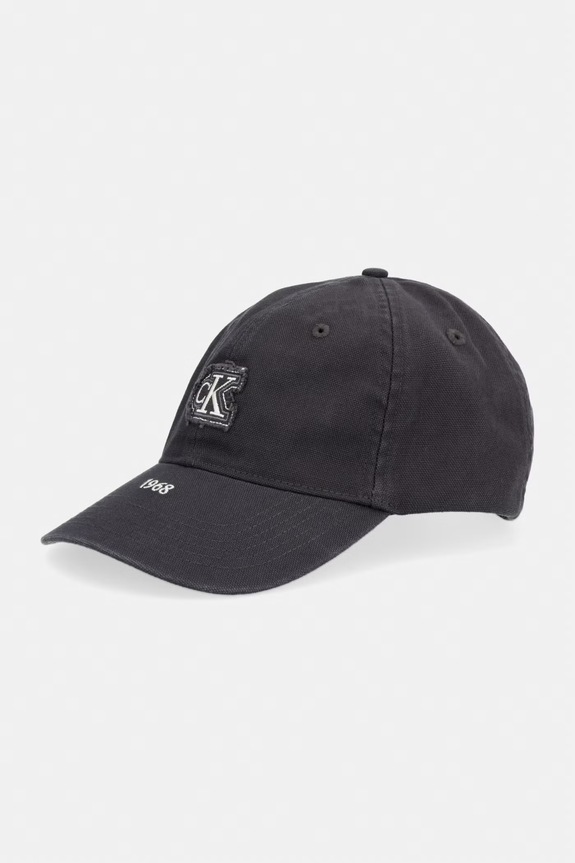 Calvin Klein čiapka so šiltom pánska bavlnená čierna LV04D5111G