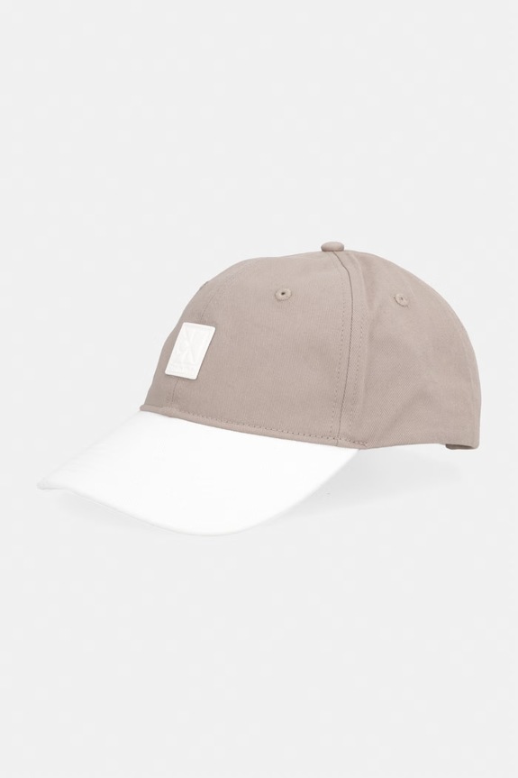 Calvin Klein czapka z daszkiem męska bawełniana beżowy LV04D5110G