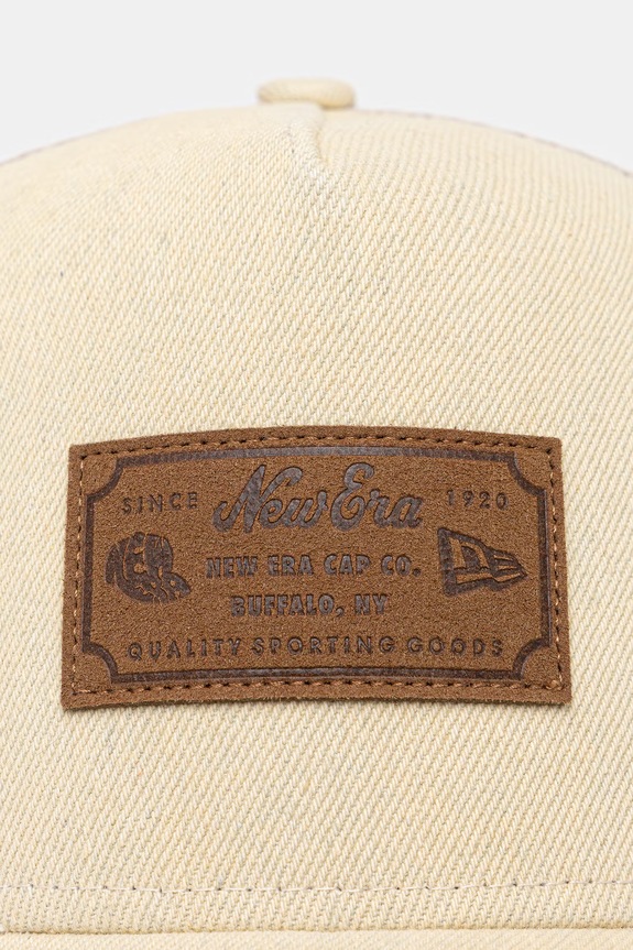 New Era καπέλο trucker DENIM LEATHER PATCH TRUCKER 60856333 μπεζ AW26