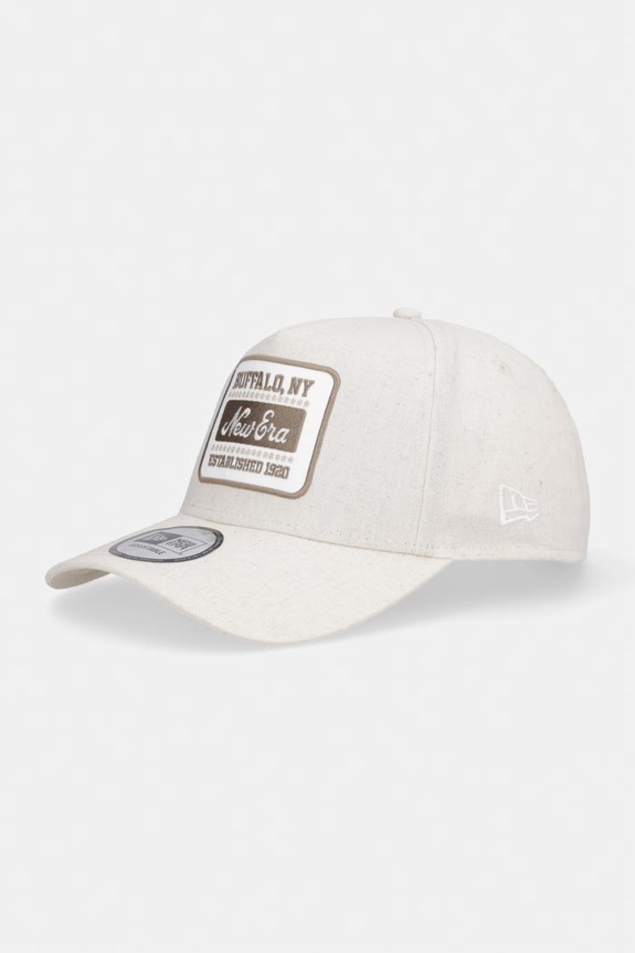 New Era καπέλο μπέιζμπολ από πρόσμιξη λινού OVAL PATCH LINEN EFRAME μπεζ 60667679