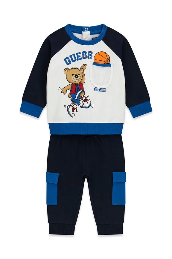 Guess komplet dresowy dziecięcy bawełniany granatowy I6YG02.K3969.9BY2