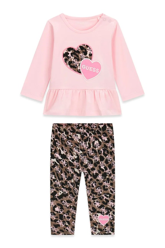 Guess komplet codzienny dziecięcy bawełniany z elastanem różowy A6YG02.K3896.9BY2