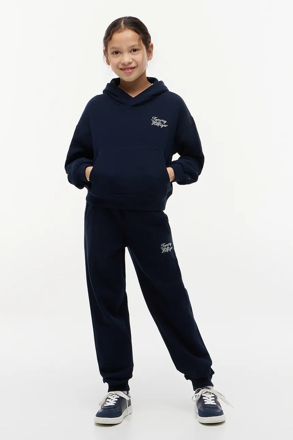 Dievča Tommy Hilfiger teplákové nohavice detské s bavlnou KG0KG09448.9BY2 tmavomodrá