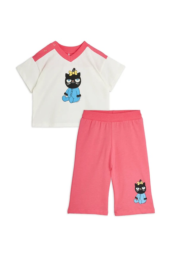Mini Rodini komplet dziecięcy bawełniany Cat 26640116 różowy AW26