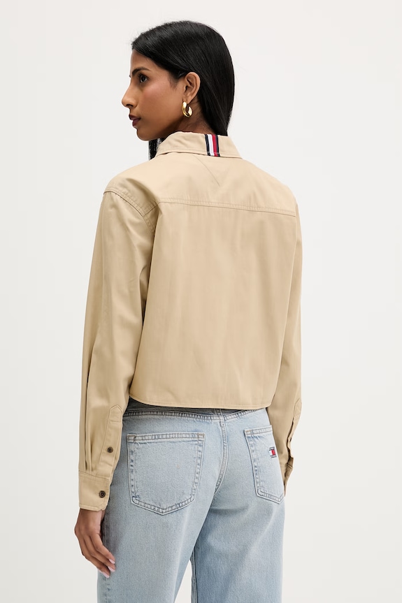 Oblečení Tommy Jeans košile dámská bavlněná DW0DW22942 béžová