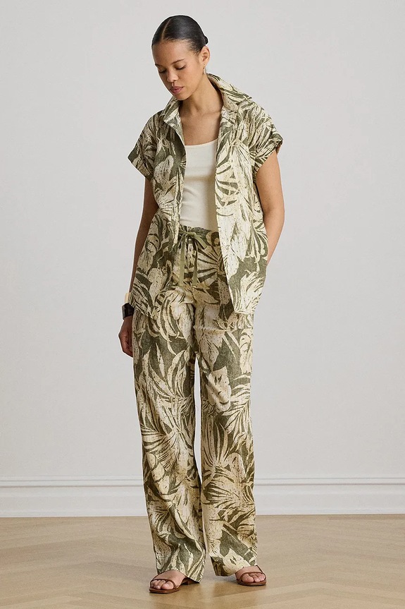 Одяг Lauren Ralph Lauren сорочка жіноча лляна 200P13839 зелений