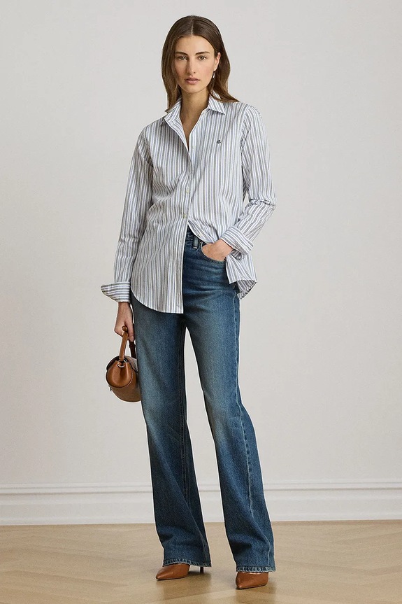 Odzież Lauren Ralph Lauren koszula damska bawełniana 200P13836 niebieski