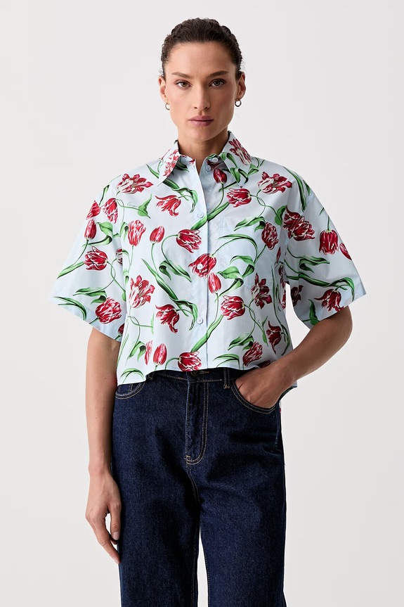 Kenzo koszula damska bawełniana niebieski FG62CH2469O2