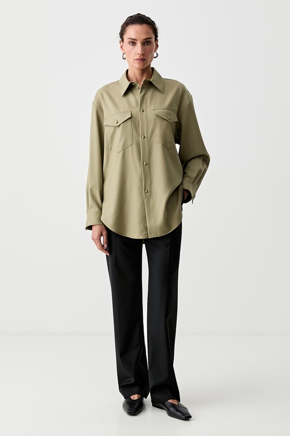 Kenzo koszula damska wełniana FG62CH2989TV zielony AW26