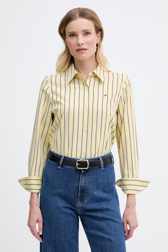 Tommy Hilfiger koszula damska bawełniana żółty WW0WW51155