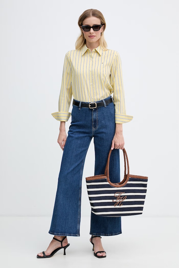 Tommy Hilfiger koszula damska bawełniana WW0WW51155 żółty AW26