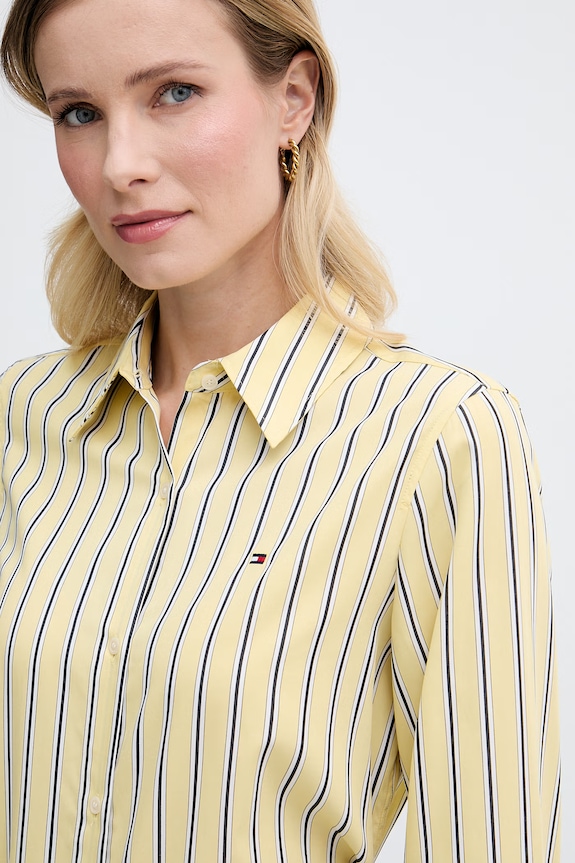 Tommy Hilfiger koszula damska bawełniana żółty WW0WW51155