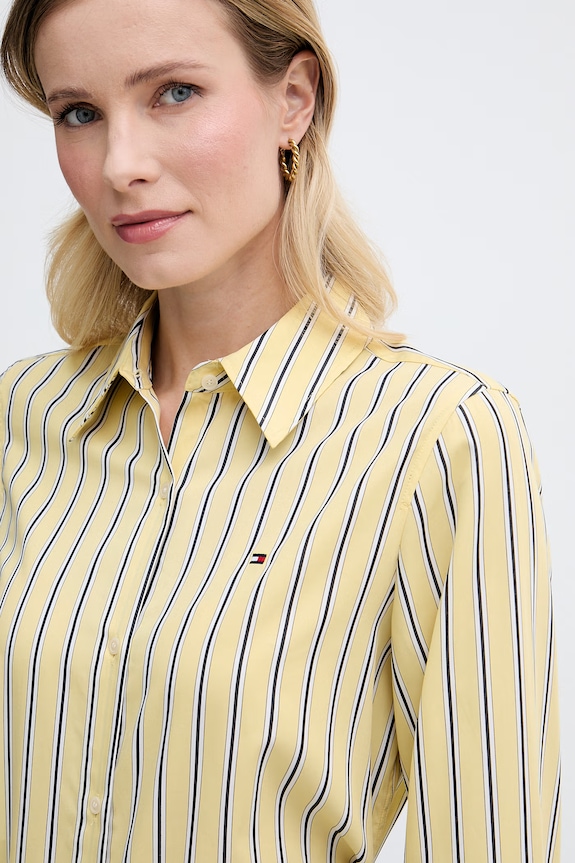Tommy Hilfiger camicia da donna in cotone giallo WW0WW51155