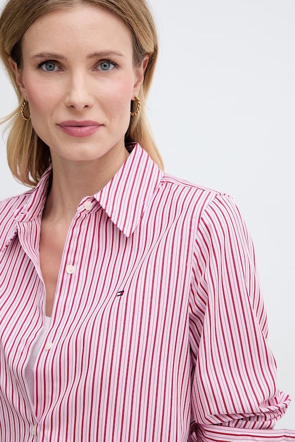 Tommy Hilfiger koszula damska bawełniana różowy WW0WW51155