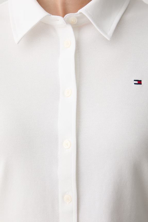 Tommy Hilfiger košulja za žene od pamuka s elastanom WW0WW49922 bijela