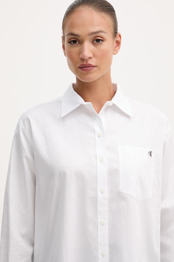 Calvin Klein Jeans πουκάμισο γυναικείο βαμβακερό λευκό LV047G126G