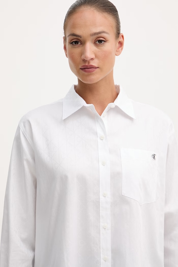 Calvin Klein Jeans πουκάμισο γυναικείο βαμβακερό λευκό LV047G126G
