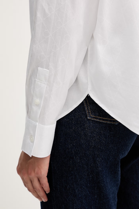 Calvin Klein Jeans πουκάμισο γυναικείο βαμβακερό LV047G126G λευκό