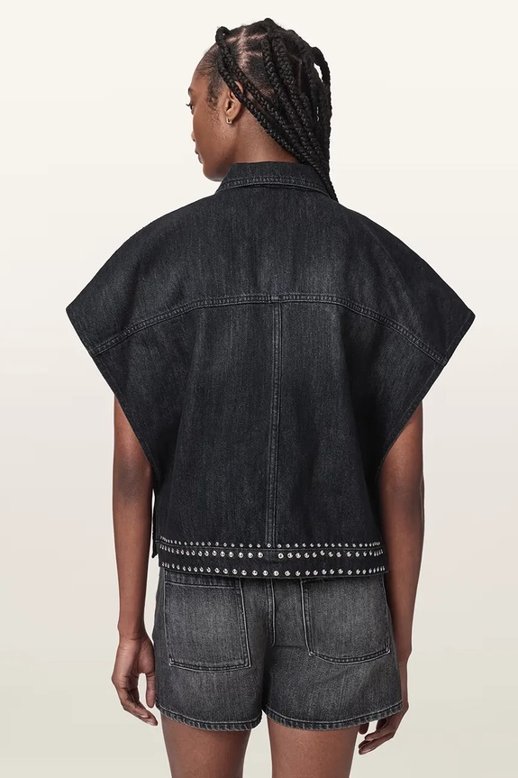AllSaints košulja za žene traper ALBA W132PE crna AW26
