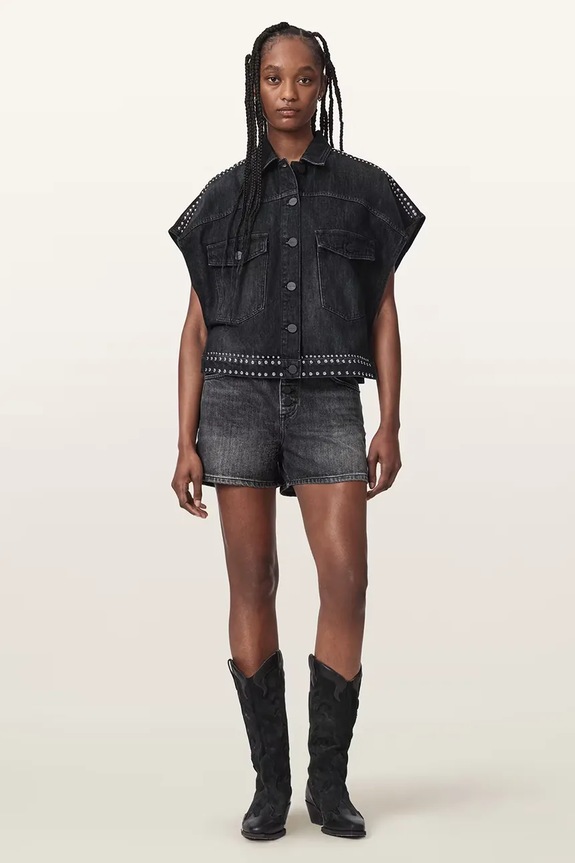 Odjeća AllSaints košulja za žene traper ALBA W132PE crna