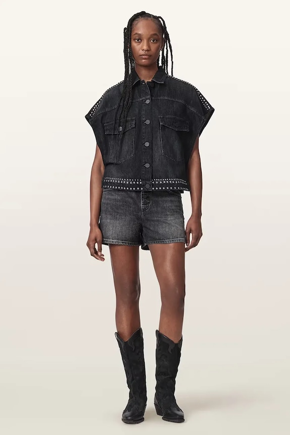 Odjeća AllSaints košulja za žene traper ALBA W132PE crna