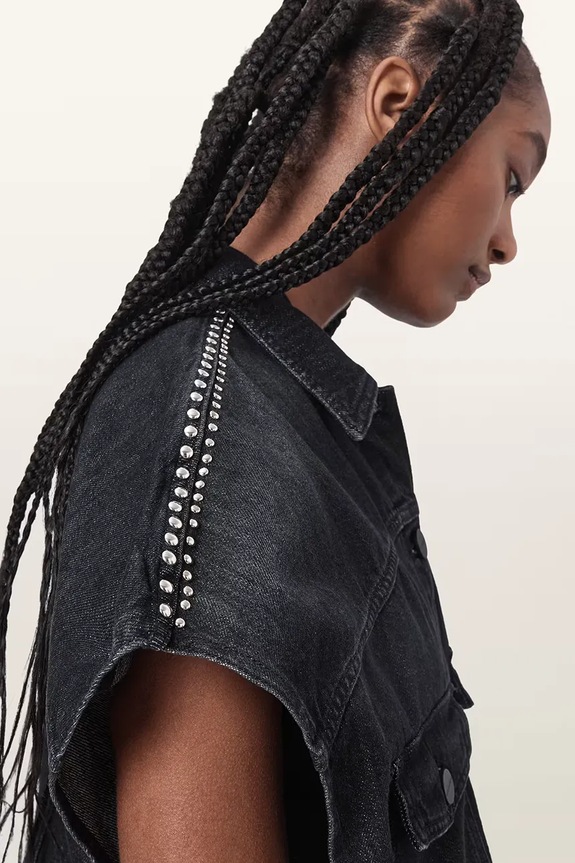 AllSaints košulja za žene traper ALBA W132PE crna