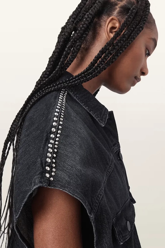 AllSaints košulja za žene traper ALBA W132PE crna