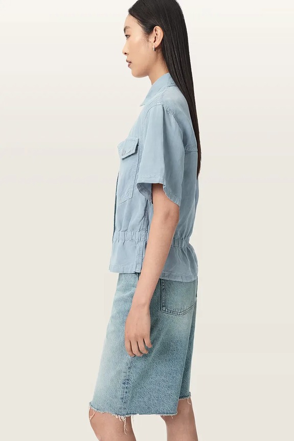 AllSaints košulja za žene s lanom TOVE plava W124PE