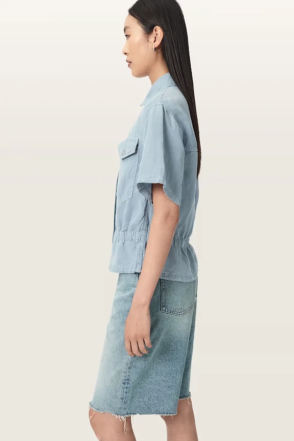 AllSaints košulja za žene s lanom TOVE plava W124PE