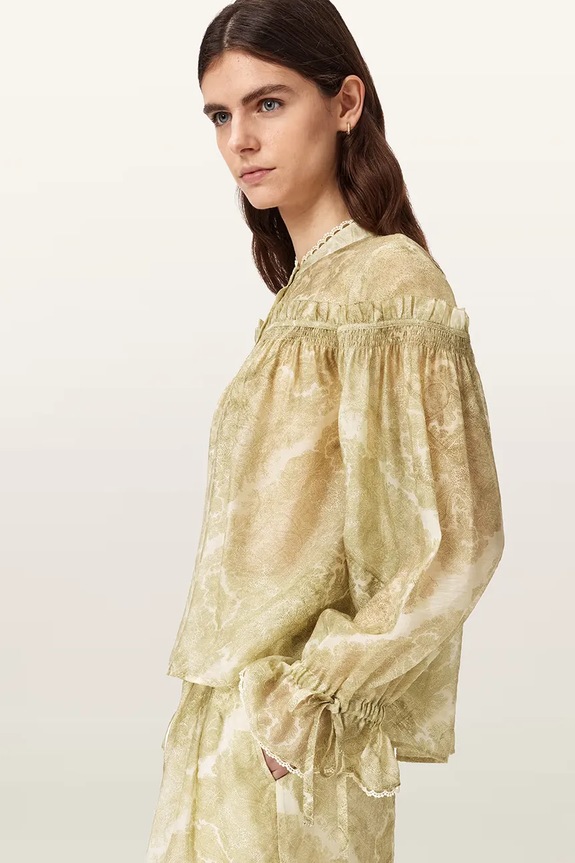 AllSaints koszula damska z lyocellem DELPHINE żółty W116PE