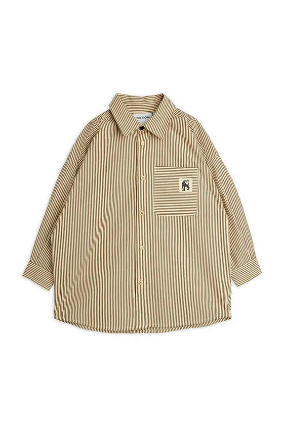 Mini Rodini koszula dziecięca bawełniana Poplin 26620102 beżowy AW26