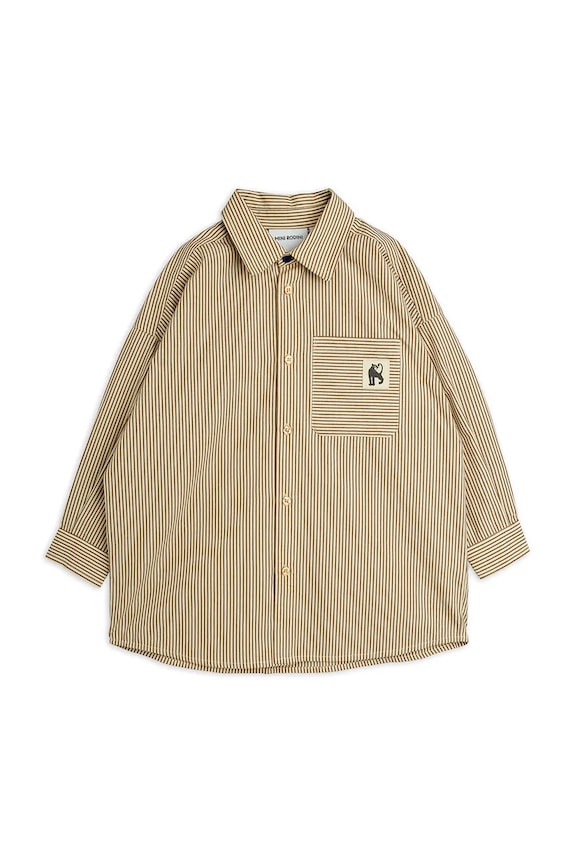 Mini Rodini koszula dziecięca bawełniana Poplin 26620102 beżowy AW26