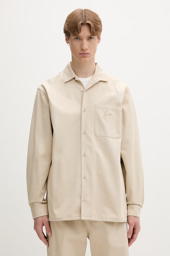 Kenzo košile pánská bavlněná béžová FG65CH4519OD