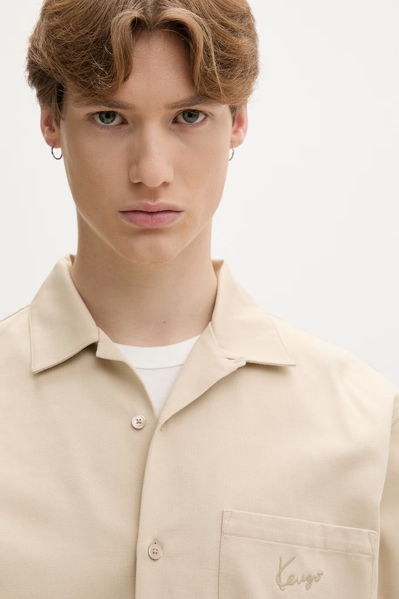 Kenzo košile pánská bavlněná béžová FG65CH4519OD