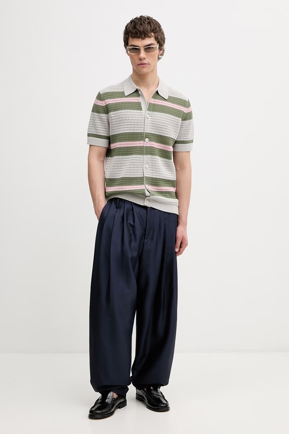 Marc O'Polo риза мъжка с памук 5000014241 сив AW26