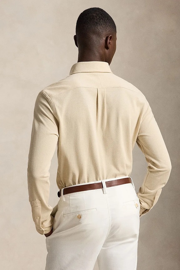 Polo Ralph Lauren Πουκάμισο oxford ανδρικό βαμβακερό 710P03967 μπεζ AW26