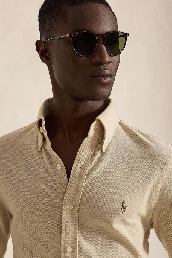 Polo Ralph Lauren Πουκάμισο oxford ανδρικό βαμβακερό μπεζ 710P03967