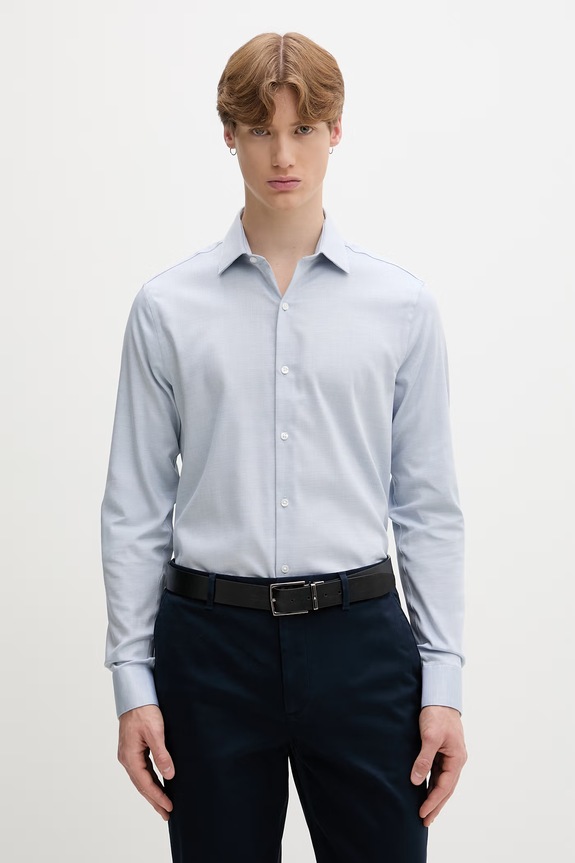 Calvin Klein non-iron košulja za muškarce od pamuka s elastanom plava LV019EU138