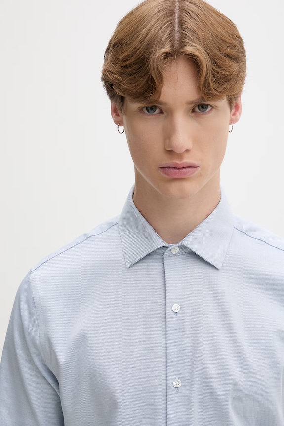 Calvin Klein non-iron košulja za muškarce od pamuka s elastanom plava LV019EU138